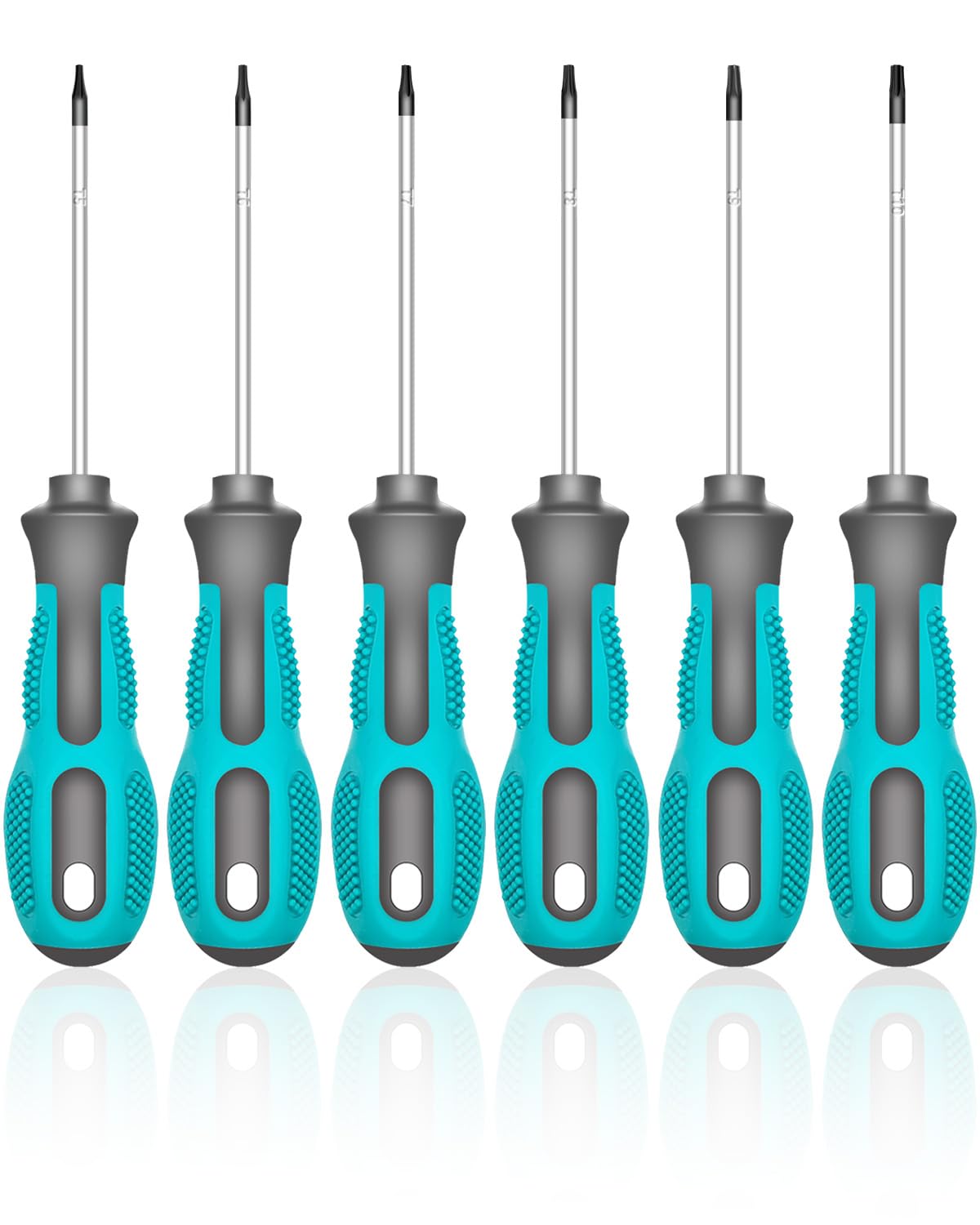 Tcwous Torx Screwdriver Set, 6-Piece Small Star Screwdriver Set with T5, T6, T7, T8, T9, T10 Mini Security Torx Screwdrivers, Professional Non-Slip Cushion Grip Magnetic Screw Driver Set Kit (Green)