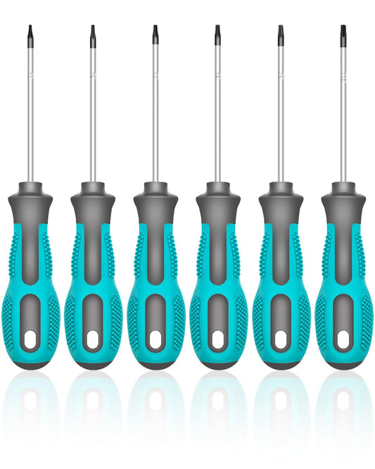 Tcwous Torx Screwdriver Set, 6-Piece Small Star Screwdriver Set with T5, T6, T7, T8, T9, T10 Mini Security Torx Screwdrivers, Professional Non-Slip Cushion Grip Magnetic Screw Driver Set Kit (Green)