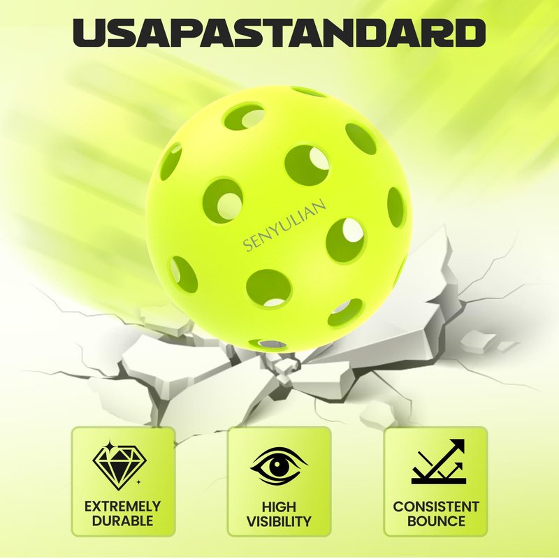 Senyulian Pro-Grade 40-Hole Outdoor Pickleball Balls （12Pack）- Pro-Player Tested with Wind-Resistant Design, Built for Durability & Precision for Competitive Play(Green)