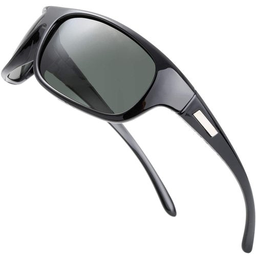 The Fresh Polarized Sports Sunglasses for Men Women Baseball Running Cycling Fishing Driving Golf Softball Hiking Sun Glasses (2-Shiny Black, G15 Green)