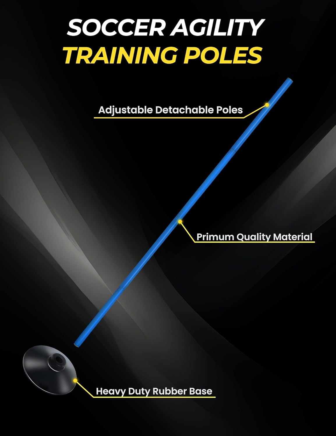 SEAOTTER Soccer Agility Poles Set - 6ft Detachable Speed Training Poles for Football & Rugby | 4/6/10 Pcs