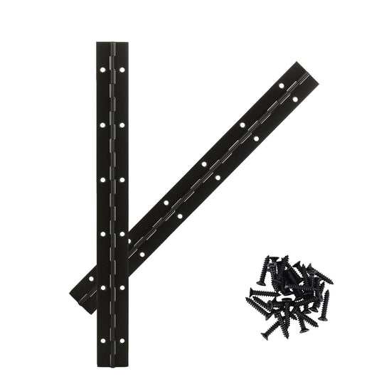 AurDo 2Pcs 12inch Black Heavy Duty Continuous&Piano Hinges,1.2" Open Width Stainless Steel Piano Hinge with Holes and Screws,Working for Wood Box,Wood Furniture,Piano Cabinets.