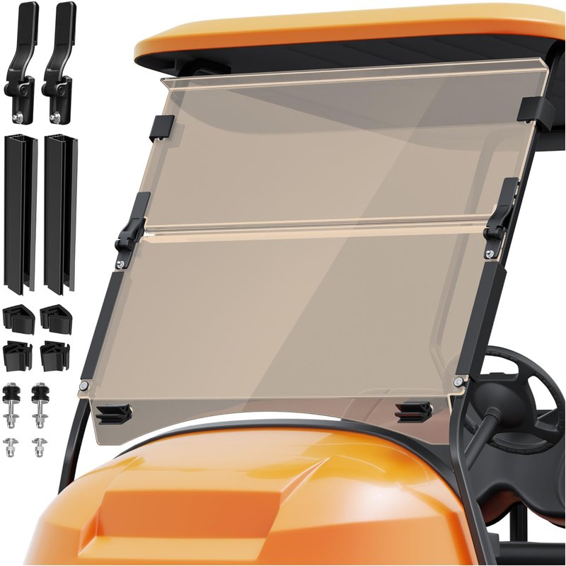 Club Car Precedent Windshield, Heavy Duty Hinge Golf Cart Windshield for Precedent/Tempo/Onward 2004-UP, Club Car Windshield Foldable, Anti-UV&Impact Resistant, 5MM Thick PC Material (Tinted)