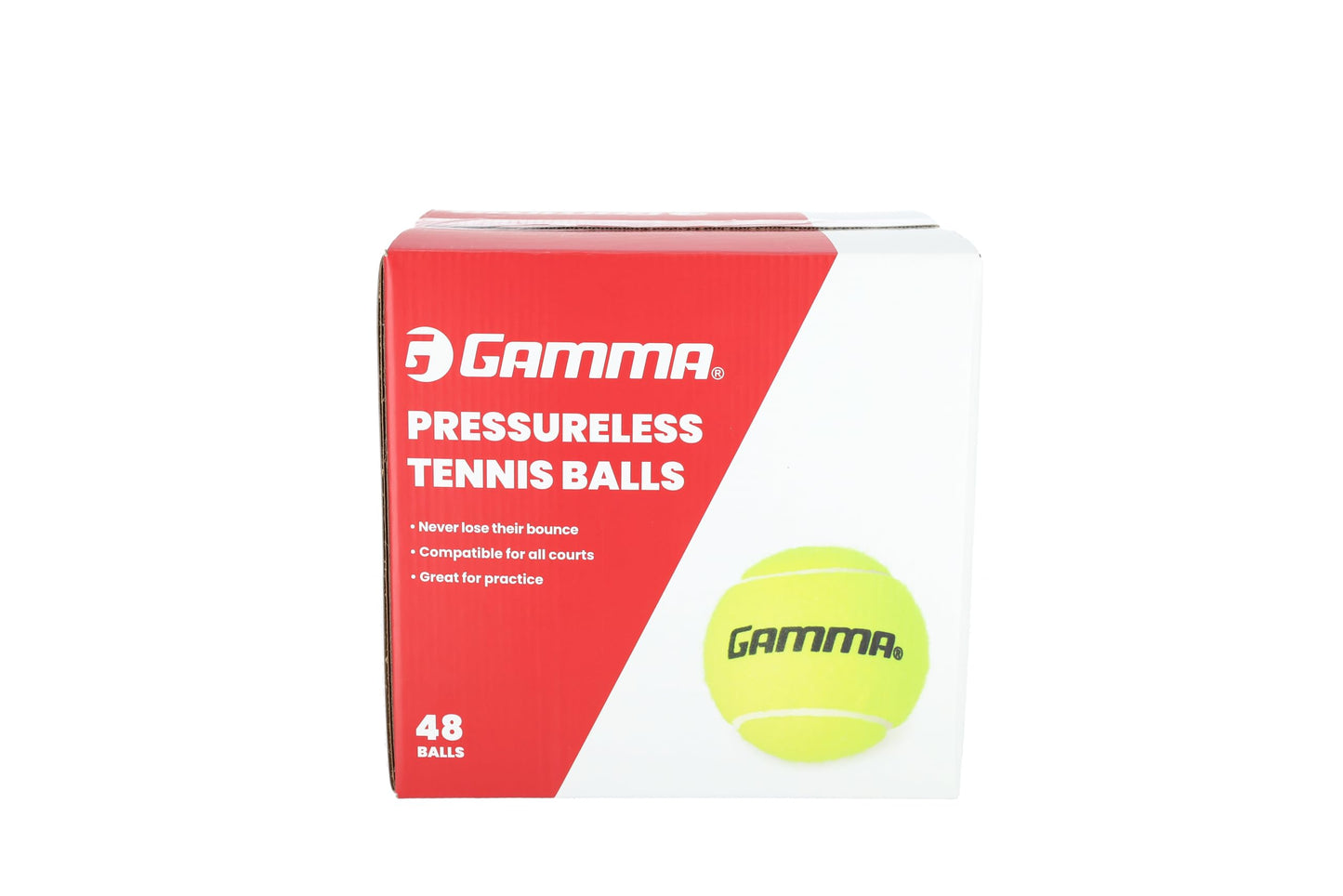 Gamma Pressureless Tennis Balls for Tennis Practice and Lessons, Longer-Term Durability and More Bounce Than Standard Tennis Balls, Yellow, Box of 48
