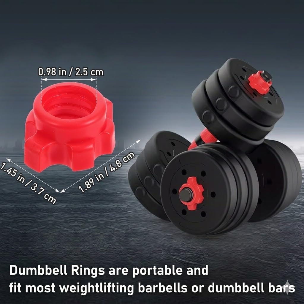 Kisangel 4Pcs Dumbbell Spinlock Collars, 1 Inch Standard Barbell Star-Shaped Nut, Non-Slip Replacement Screw Clamps for Weight Lifting Fitness Training, Red