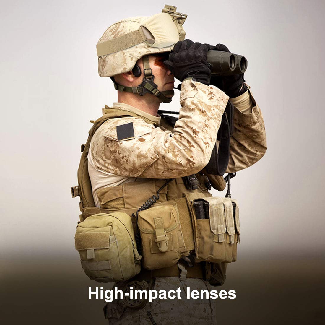 xaegistac Airsoft Goggles, Tactical Safety Goggles Anti Fog Military Eyewear with 3 Interchangable Lens for Paintball Riding Shooting Hunting Cycling (Khaki)