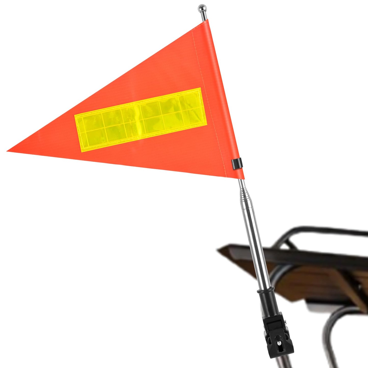 SHIQIKEJIPTY Golf Cart Flag 8.6 x 11.8 Inches Orange Safety Flag with Reflective Strips and PVC Flagpole