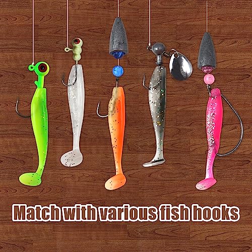 50 Pcs Soft Plastic Paddle Tail Fishing Lures - Mixed Colors