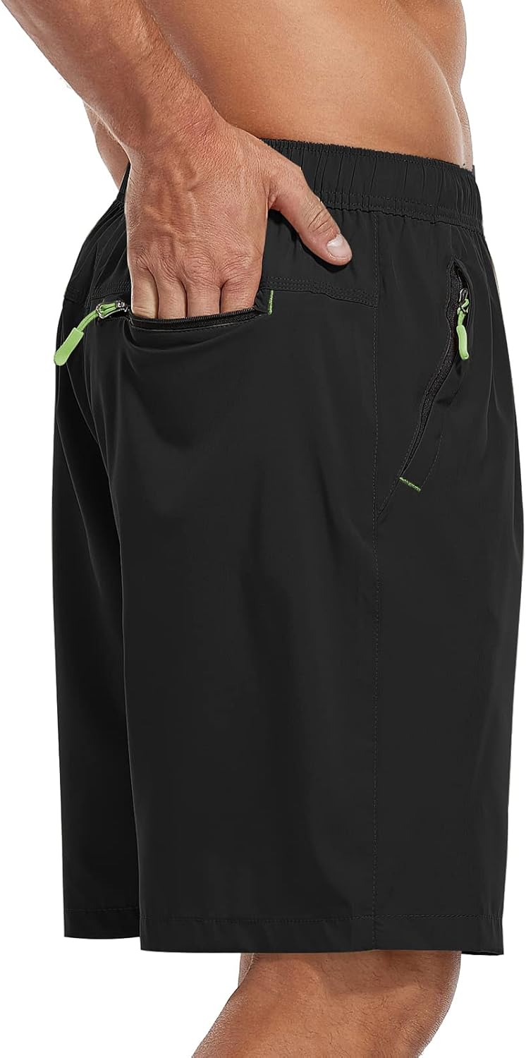 SPOSULEI Men's Athletic Hiking Shorts - Water Resistant, Quick-Dry, Lightweight with Zipper Pockets