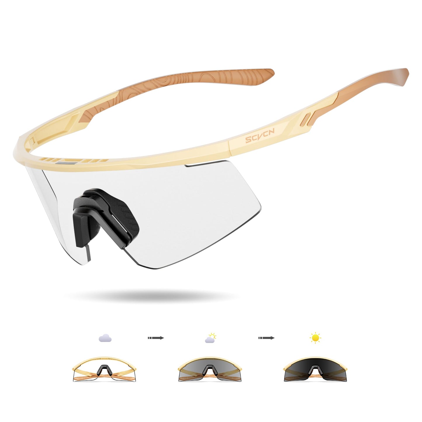 SCVCN Photochromic Cycling Glasses, UV400 Protection, TR90 Frame, Men Women Clear Sports Sunglasses for Cycling, Running, Baseball, mtb, Driving, mountain bike and other outdoor sports 09