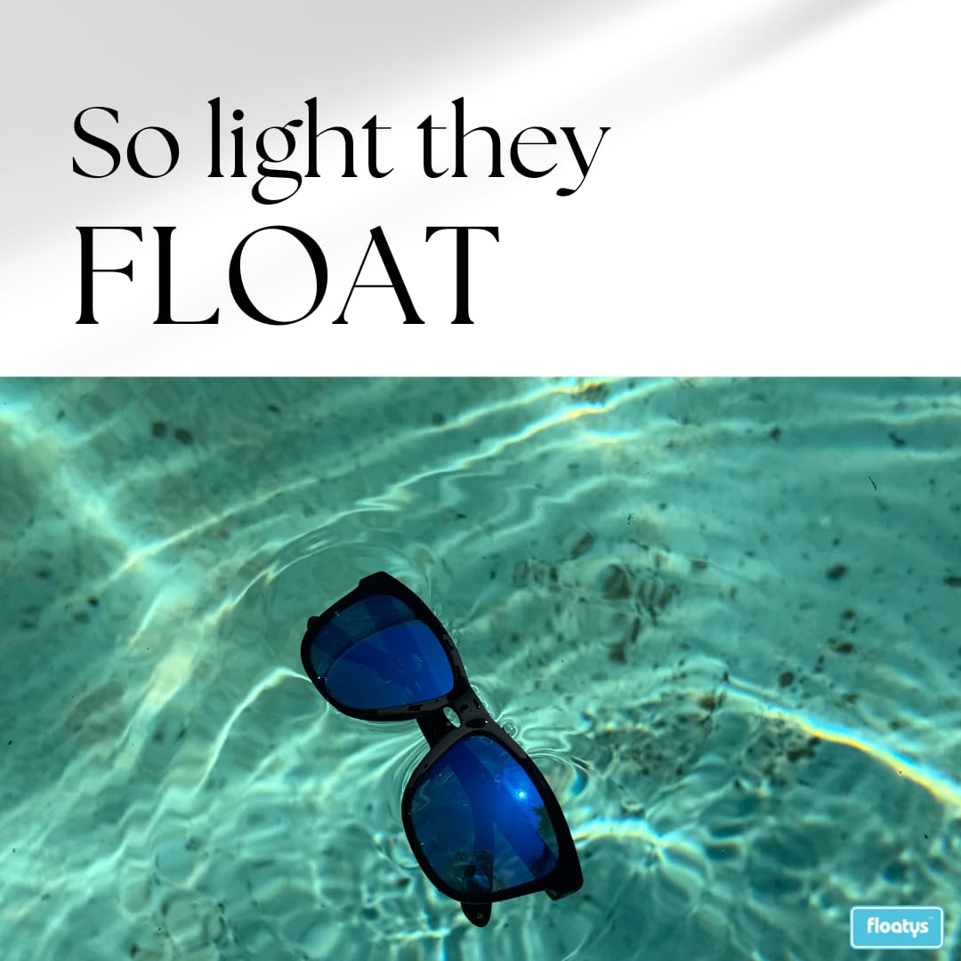 Floatys Floating Sunglasses Rubberized Eddys | Polarized Water Repelling Lenses | No Slip Frame | Lightweight | Men and Women (Black Frame/Blue Mirror Lens)