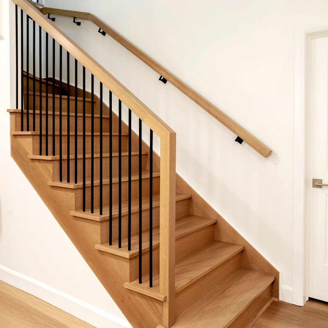 20Pack Wrought Iron Plain Balusters 1/2 Inch x 44 Inch Square Stairs Baluster Deck Balusters Plain Bar Balusters Iron Stairing Balusters Hollow Satins for Indoor Stairs Black