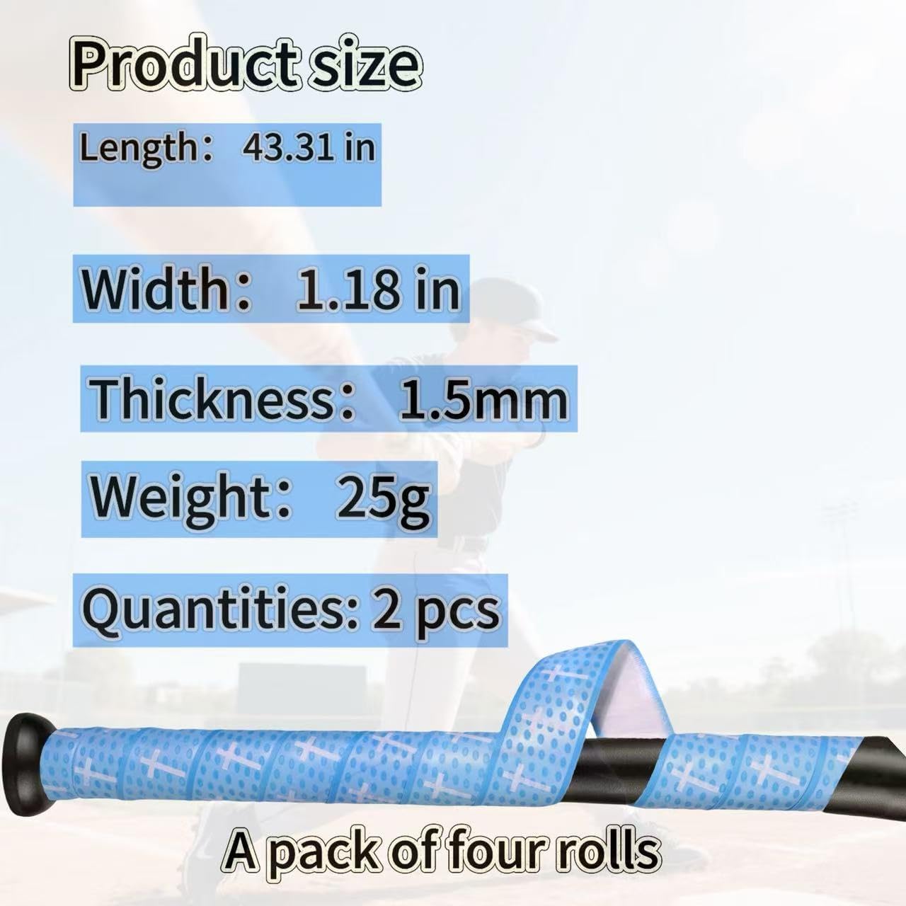 Skiennix Baseball Bat Grip Tape - Non-Slip Softball Wrap | Precut 1.5mm | 2/4/6 Pcs Options