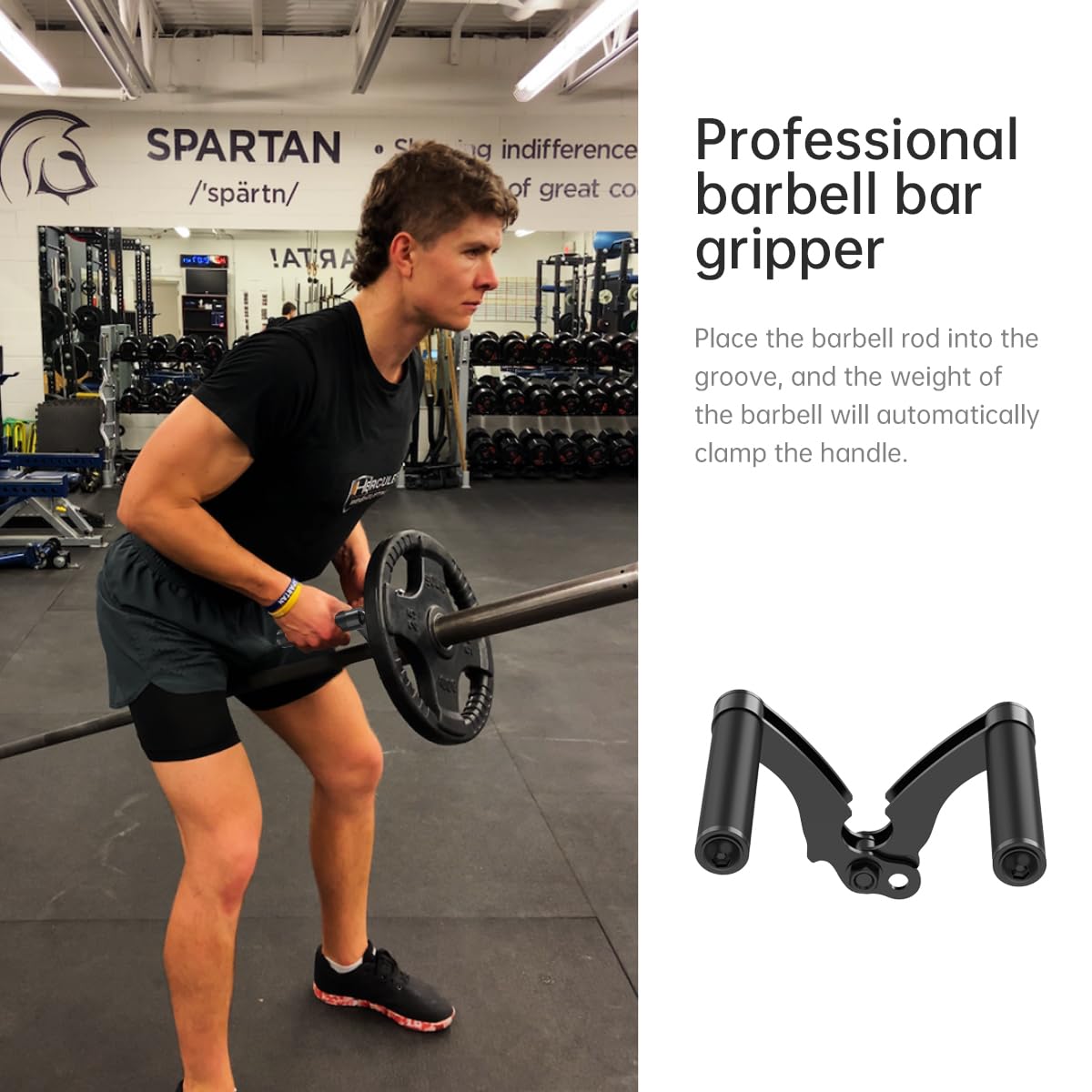 AimiDream Double D Row,V Bar Landmine Handle Attachment for Barbell Bar, Handle Cable Attachment for Weight Workout with Non-Slip Rubber Handle, Fits Olympic Bars Strength Training Bars,Black