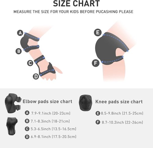 KUYOU Kids Protective Gear Set - Knee & Elbow Pads for Roller Skating, Cycling, BMX, and Skateboarding
