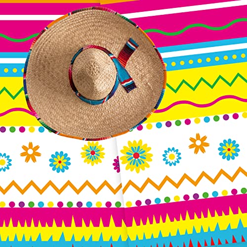Fiesta Party Tablecloths - 3 Pack Disposable 54x108 Inch