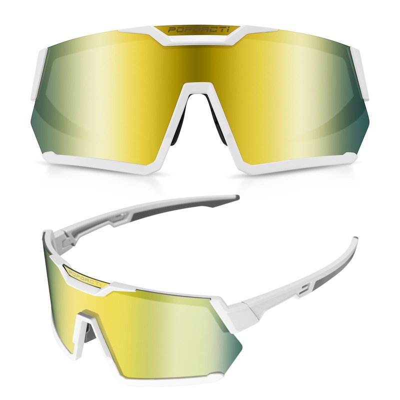 POPOACTI Cycling Sports Sunglasses, Polarized UV400 Protection, Baseball Running Golf Cycling Fishing for Men Women Youth (Gold)