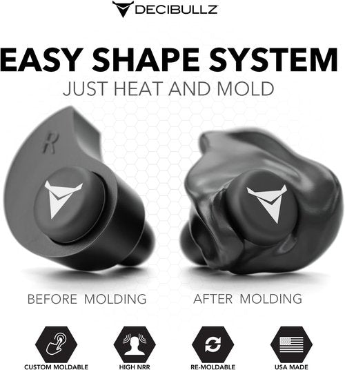 Decibullz - Custom Molded Earplugs | 31dB Highest NRR for Ultimate Comfort in Shooting, Travel & Concerts (2 Pack)