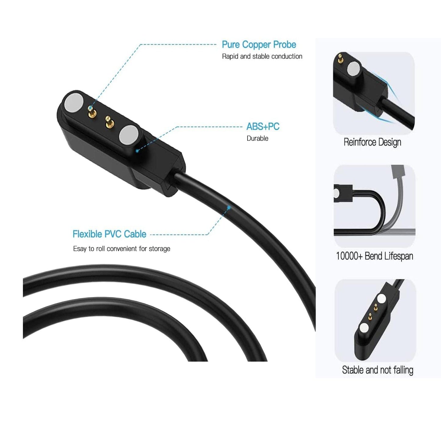 Acediar [2-Pack] 3.3FT Smart Watch Charger Magnetic USB Charging Cable for Letsfit Willful YAMAY SW023 ID205L SW021 ID205U ID205S SW025 Uwatch 3S