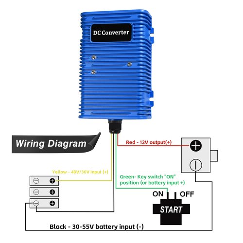 Golf Cart Voltage Reducer, 36 or 48V to 12V DC Converter 30A/350Watt Compatible with EZGO Club Car Yamaha, Universal DC Step Down Converter