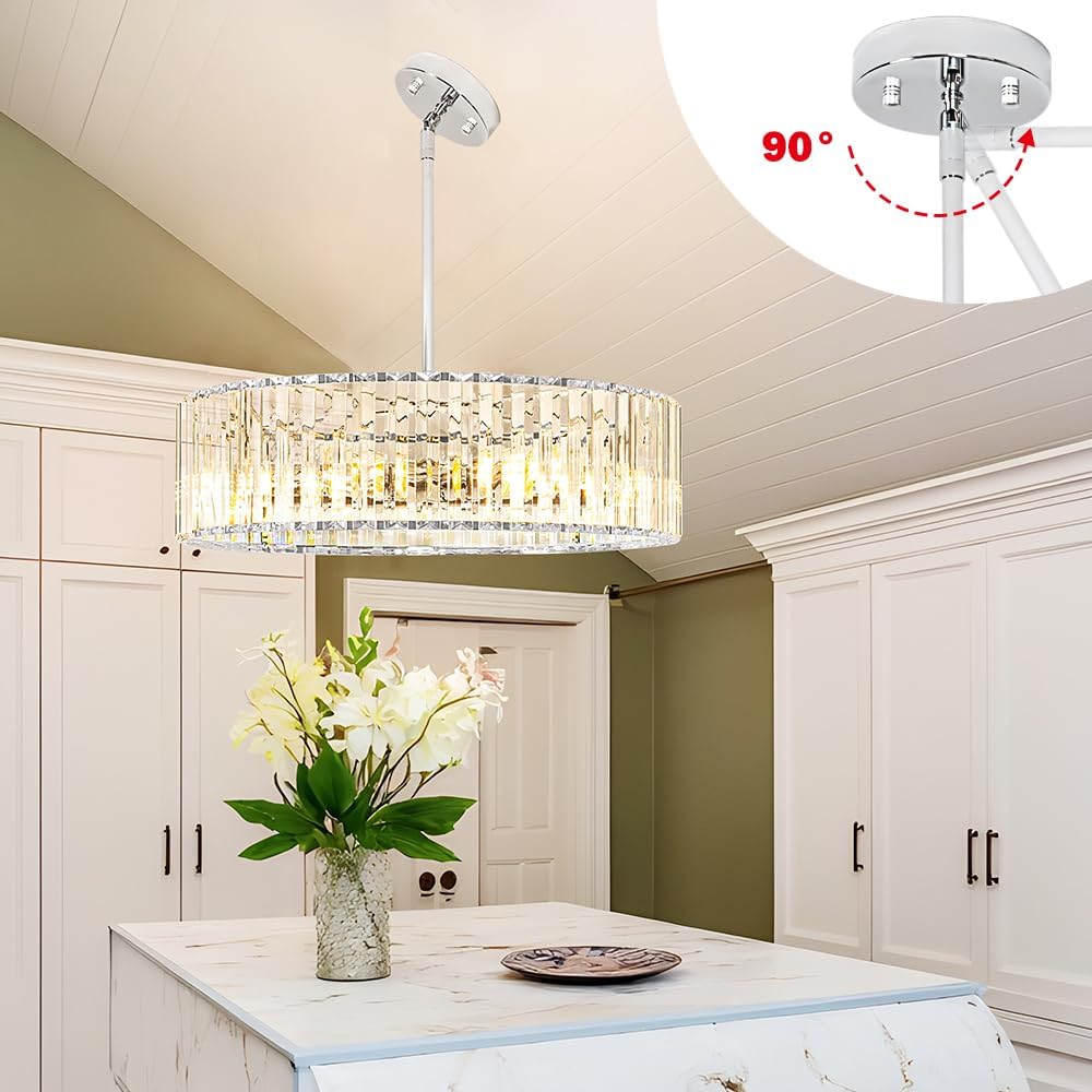 Modern Gold Crystal Ceiling Light Fixture - 11-Inch Semi Flush Mount Chandelier for Kitchen & Entryway