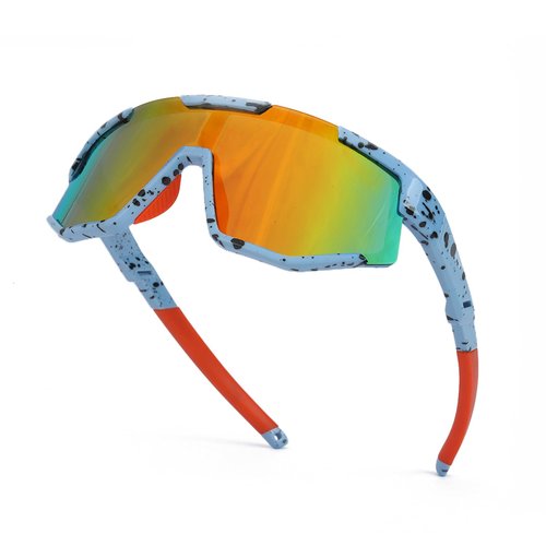 Aofalbe Kids Baseball Sunglasses, Youth Polarized Sports Sunglasses for Boys Girls, Softball Cycling Goggles UV400 Protection (Blue Frame Orange Lens)