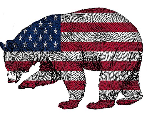 Bear Hunter American Flag Decal - 4x4 Inch Patriotic Vinyl Sticker