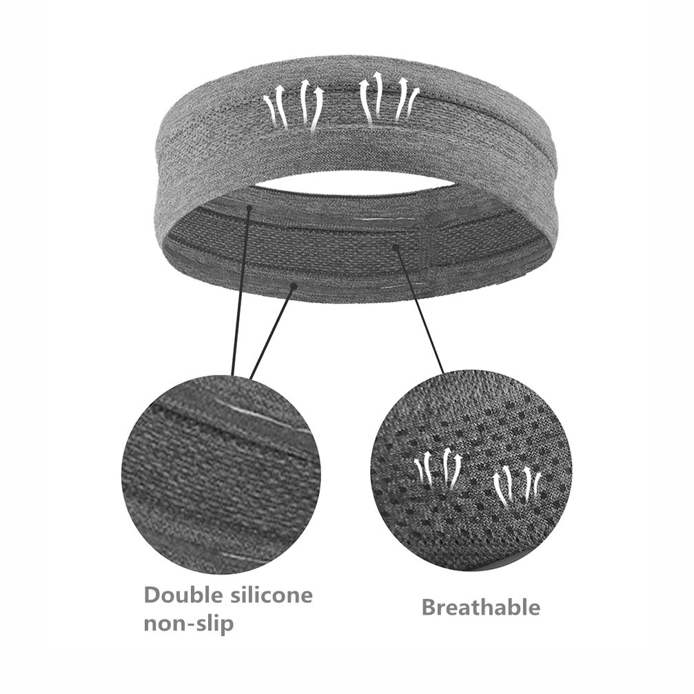 QiShang Sweat Bands - 6-Pack Non-Slip Headbands for Women | Moisture-Wicking for Sports & Yoga