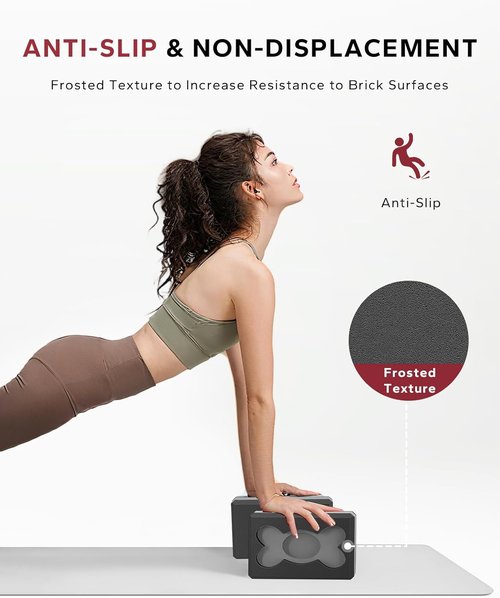 HAPBEAR Yoga Blocks - High-Density EVA Foam, Non-Slip Texture, 9x6x3in | Perfect for Deep Stretching & Pilates