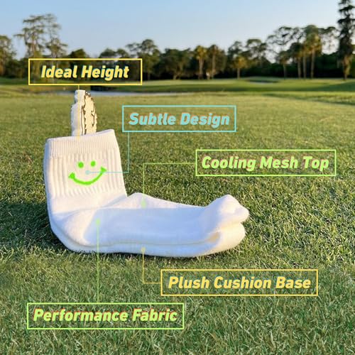 Del Campo Performance Golf Socks – Premium Quarter-Height Moisture-Wicking Athletic Socks 3-Pack (Medium-Large / Smiley, 1776, Bolts)