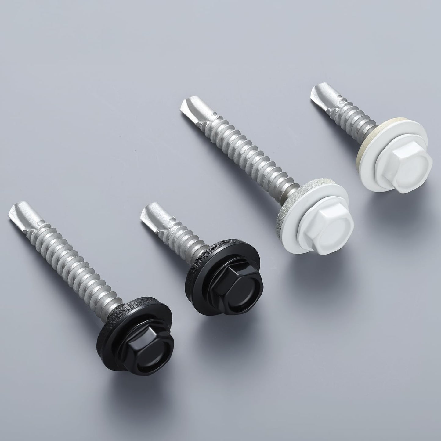 BNUOK #10 x 1 in Self-Drilling Metal Roofing Screws,Sheet Metal Roof Screw,EPDM Washer,Black Hex Head,with Hex Driver Bit(1LBs,85Pcs)