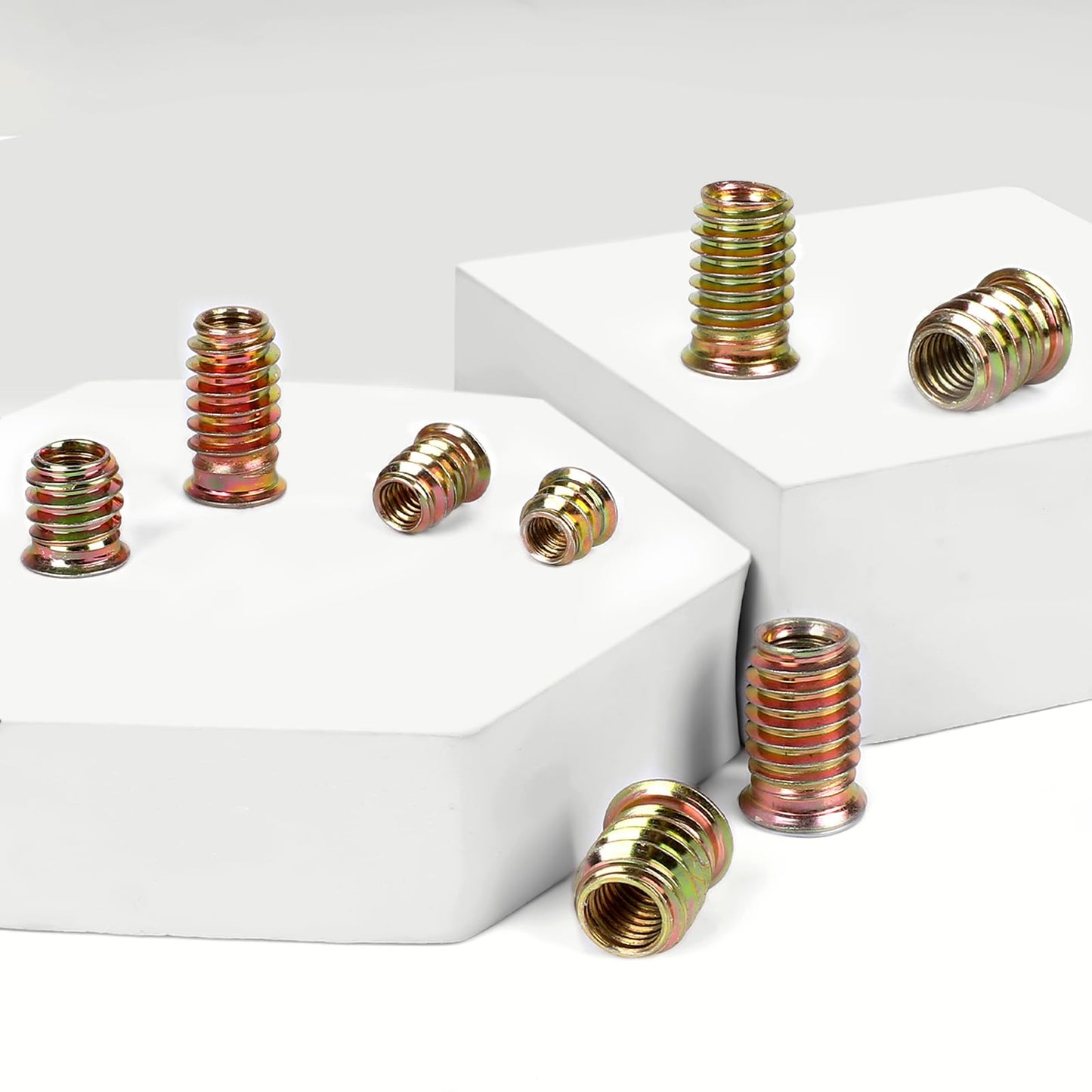 15 PCS 3/8-16 x 25mm Threaded Inserts for Wood Professional Threaded Insert Nuts for Furniture & Wooden Products, Hex Spanner Included