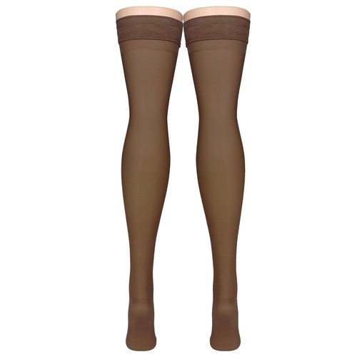 Truform Sheer Compression Stockings, 15-20 mmHg, Women's Thigh High Length, 20 Denier, Espresso, X-Large