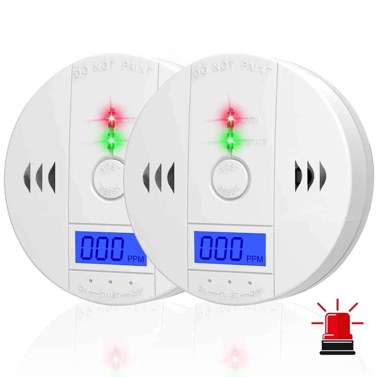 Carbon Monoxide Detector, Carbon Monoxide Alarm, CO Detector with LCD Digital Display, Battery Powered (2-Pack)