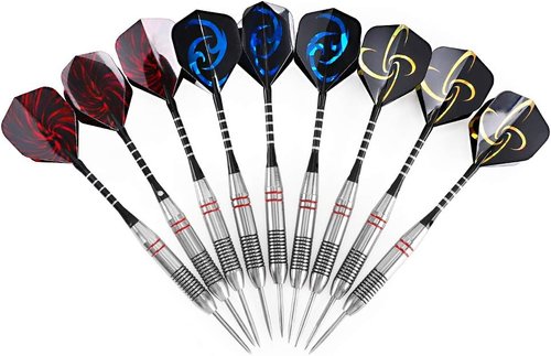 Accmor Steel Tip Darts - Professional 24g Darts with Aluminum Shafts & Stainless Steel Tips | 9-Pack Set