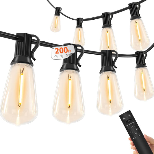 100 FT Waterproof Outdoor String Lights with Dimmable ST38 LED Bulbs - Shatterproof, 3 Light Modes for Patio & Backyard