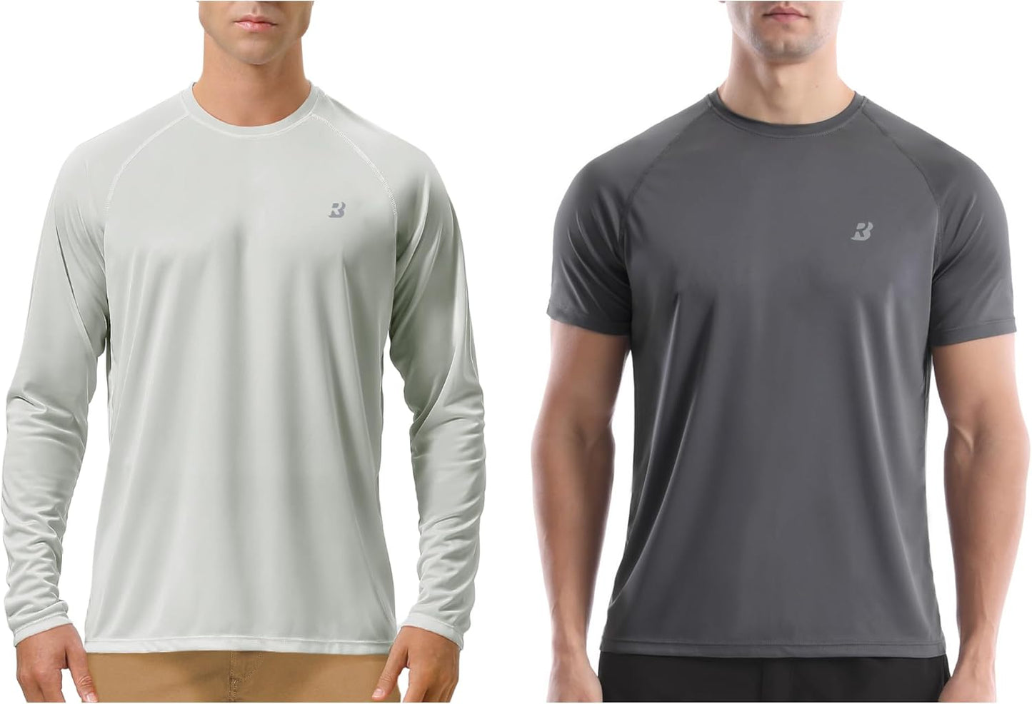 Skiennix Men's UPF 50+ UV Sun Protection Shirts - 2 Pack Long Sleeve Rash Guards for Outdoor Activities