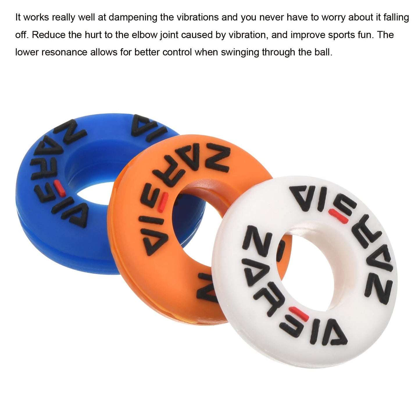 PATIKIL Tennis Vibration Dampener, 6 Pack Round-Shaped Silicone Shock Absorber Racket String Damping for Tennis Racquet, Blue, White, Orange