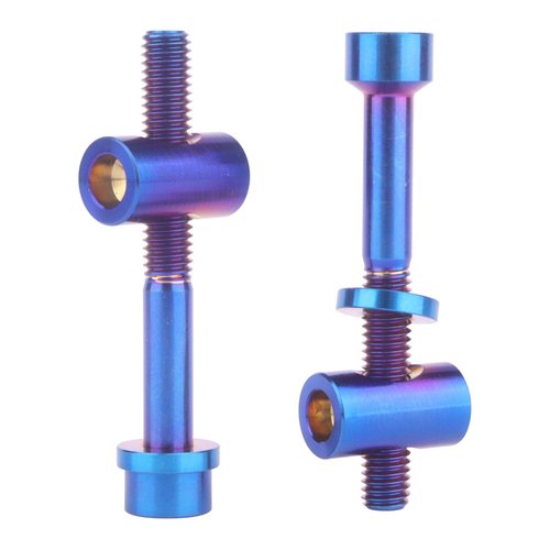 UHDFBDHF 2PCS Titanium M5x40mm Bolt Nut Washer Bicycle SeatPost Fixed Bolt (Burnt Blue)