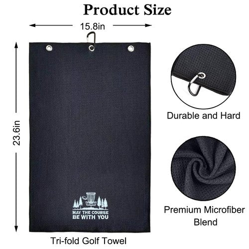 DYJYBMY May The Course Be with You Funny Embroidered Disc Golf Towels for Golf Bags with Clip, Golfclub Gifts for Men Women, Funny Disc Golf Gifts for Men Women Disc Golf Fan Disc Golf Lovers