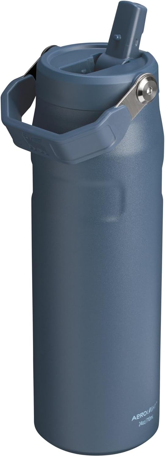 Stanley IceFlow Water Bottle 24 OZ - Insulated Stainless Steel with Built-In Straw | Lightweight & Leak-Resistant | Navy