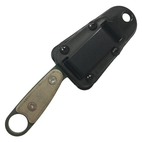 ESEE Knives Izula-OD w/Handle, Molded Polymer Sheath, and Clip Plate (Grey Canvas Micarta Handle/OD Blade/Black Sheath)
