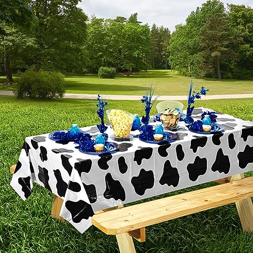 Bedwina 6-Pack Cow Print Plastic Tablecloths 54 x 72 in - Western Theme Party Decor