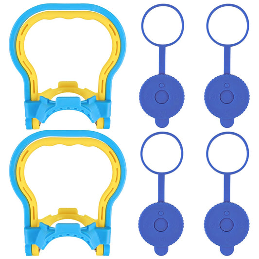 2 Pack 5 Gallon Water Bottle Handle, Stable Ergonomic Water Jug Handle, Drinking Water Bottle Heavy Duty Clip with 4pcs 5 Gallon Water Jug Caps