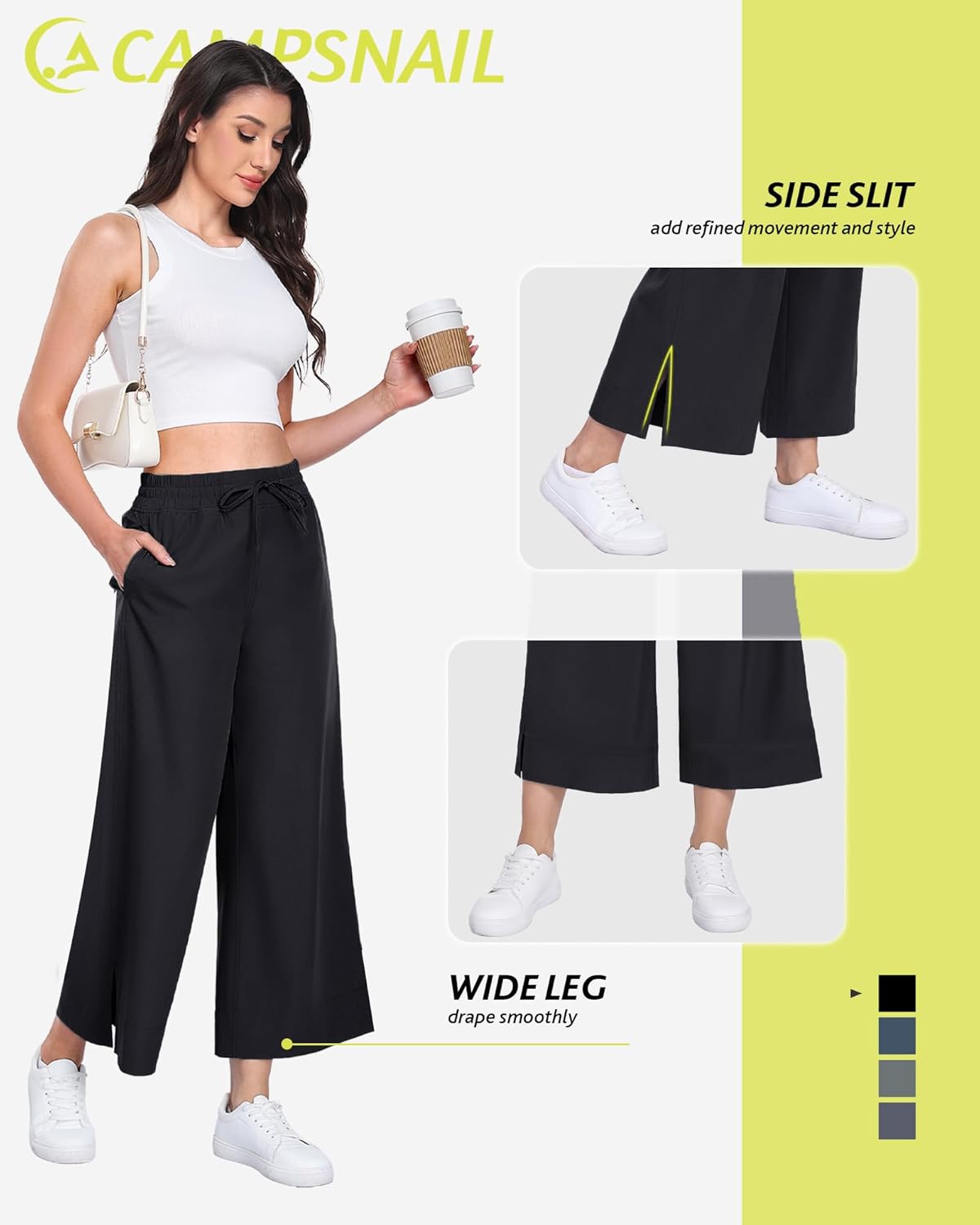 Campsnail Wide Leg Capri Pants for Women - Lightweight Casual Summer Yoga Pants | 25"/29" Sizes