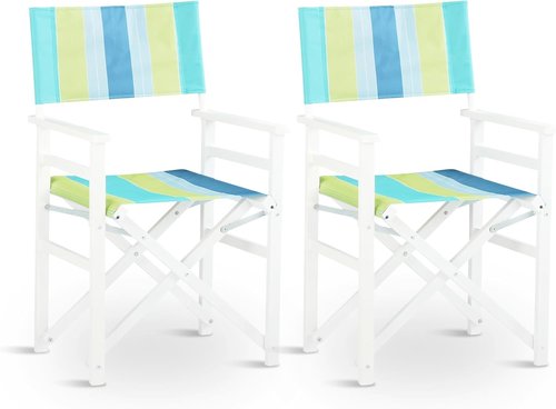Bonnlo Folding Camping Chair Set of 2 - Sturdy Wooden Frame & Beige Canvas | Durable Portable Design