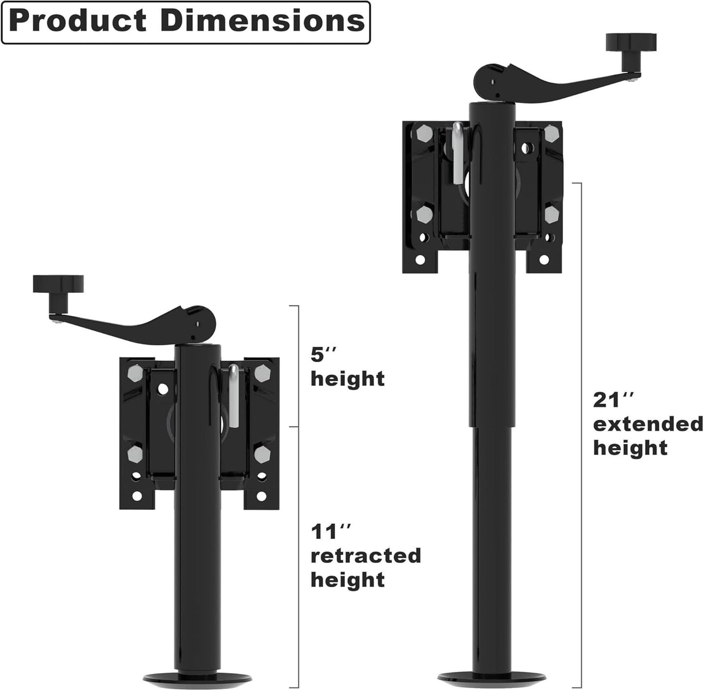 Swivel Trailer Jack - 10" Vertical Movement with Mounting Hardware - 1000 lbs Capacity