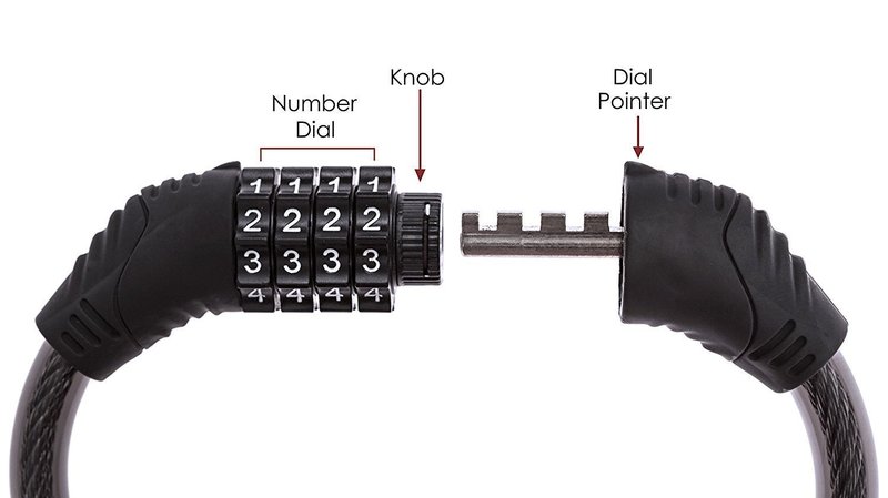 Sanwo Security Bike Lock 4 Digit Resettable Combination Cable Lock for Bicycle, 2 Feet x 1/2 Inch (Black)