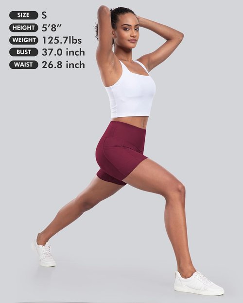 CHRLEISURE Women's Biker Yoga Shorts - High Waisted Tummy Control Spandex | 4-Pack with Pockets