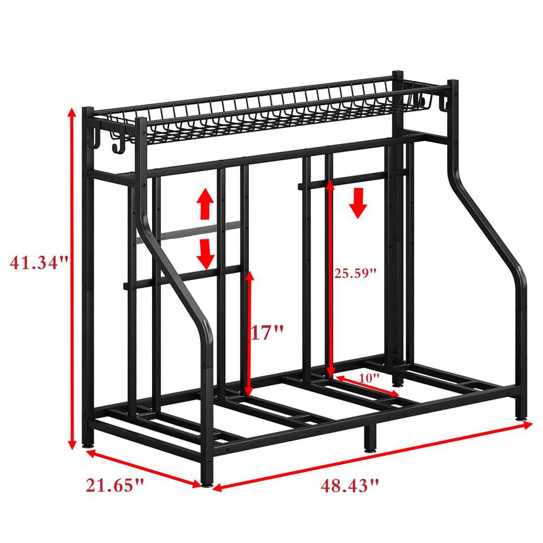 YIZAIJIA Bike Rack Storage Stand Organizer Floor Holds 4 Bicycle Parking Freestanding Adjustable Garage Indoor Outdoor Bike and Sports Storage Station, Black (4 Bike Stand)